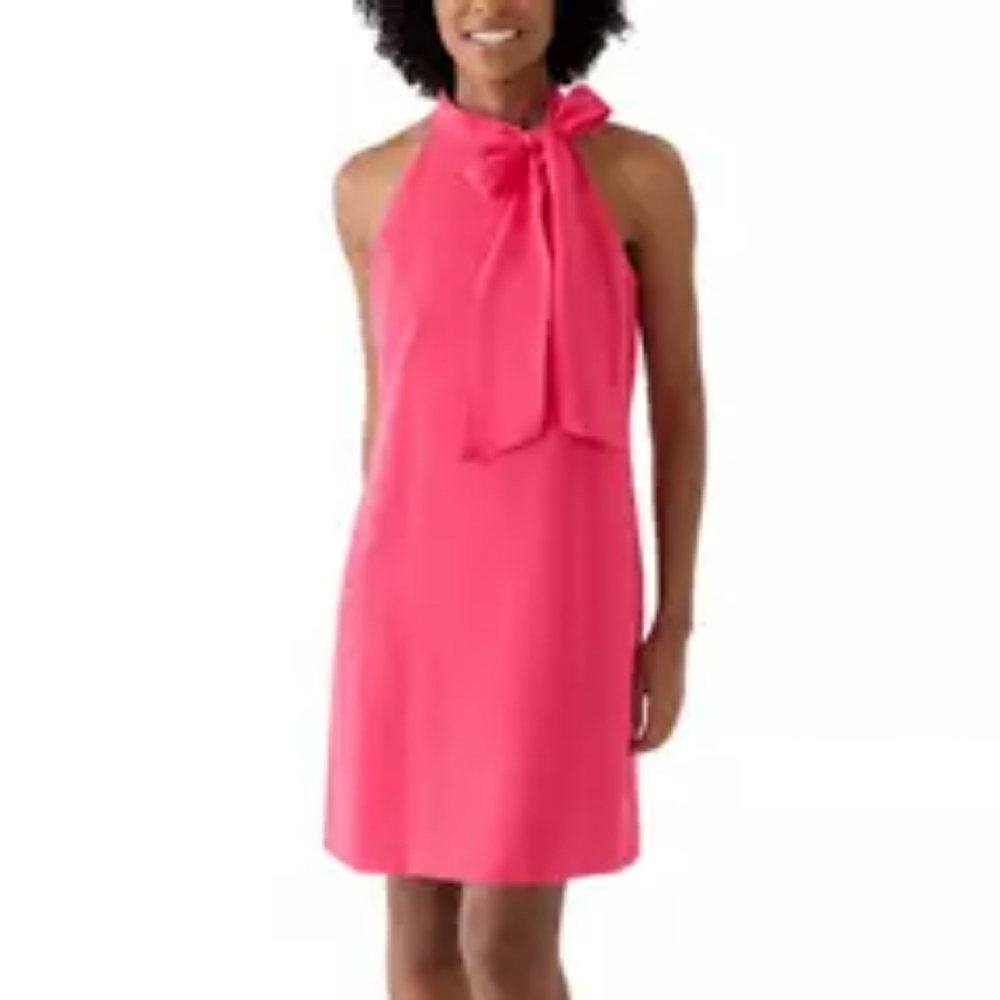 Vince Camuto Pink Halter Neck Bow Crepe Shift Dress Size 0